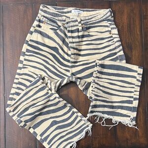 Re/Done Black and Cream Striped Jeans